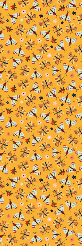 Bedroom vinyl carpet with hand-drawn butterflies - TenStickers