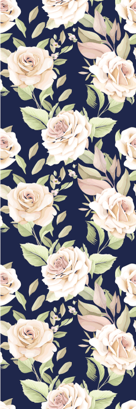 Bedroom vinyl carpet with vintage rose design on blue - TenStickers