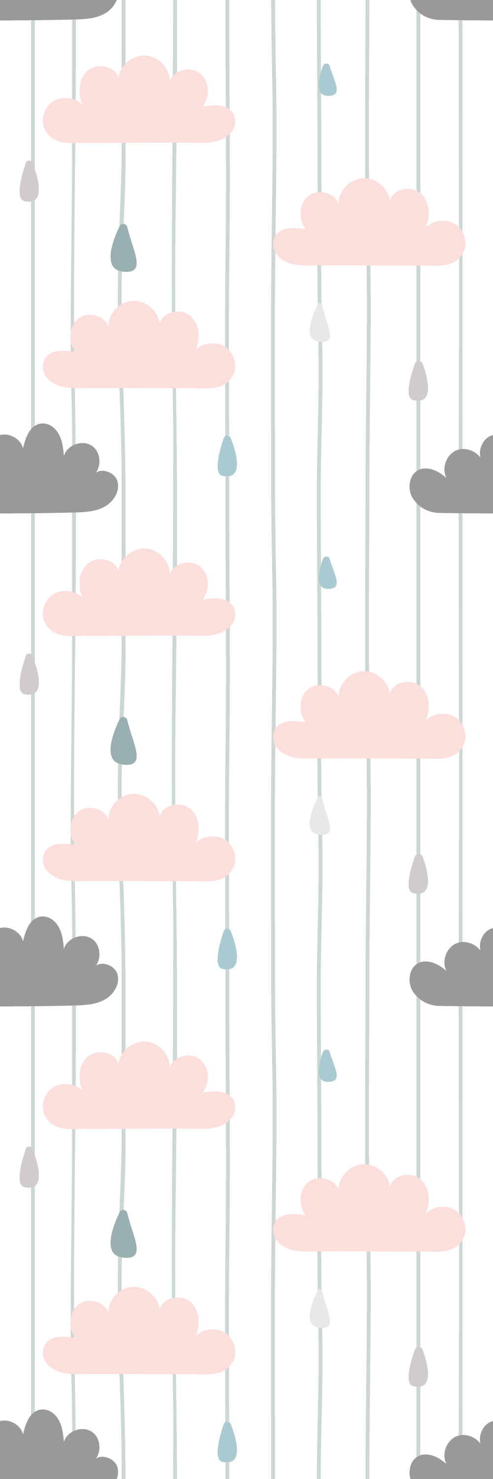 Pink and grey clouds bedroom vinyl carpet - TenStickers