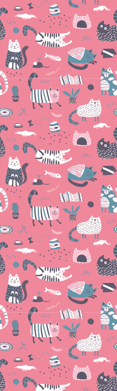 Bedroom vinyl carpet nordic kitties design - TenStickers
