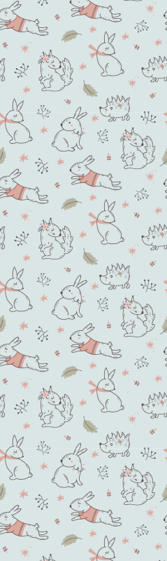 Bedroom vinyl carpet with flowers, squirrels, and rabbits - TenStickers