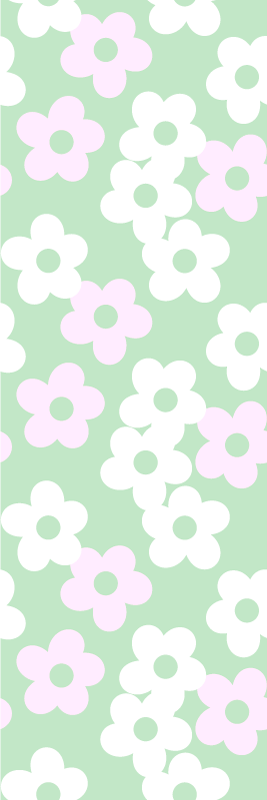Green with white and pink flowers bedroom vinyl carpet - TenStickers