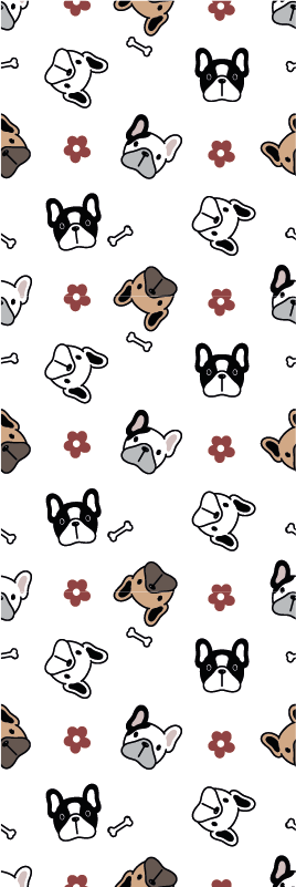 Bedroom vinyl carpet with flowers and french bulldogs - TenStickers