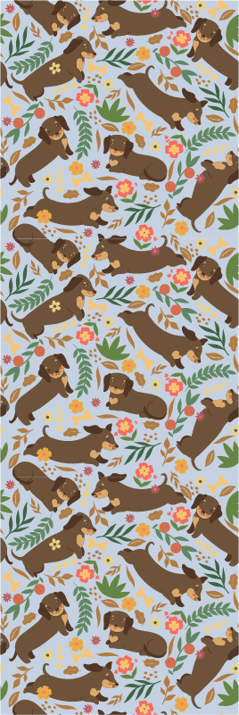 Bedroom vinyl carpet with dachshund and flowers design - TenStickers
