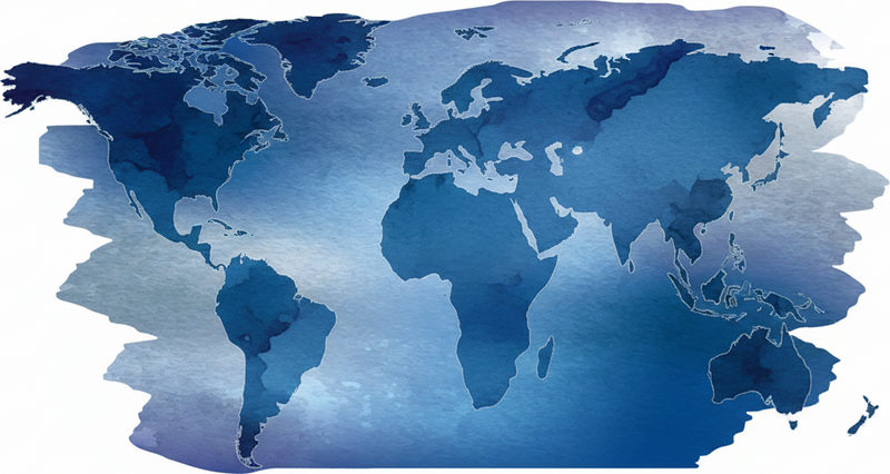 Bedroom vinyl carpet world map watercolor blue - TenStickers