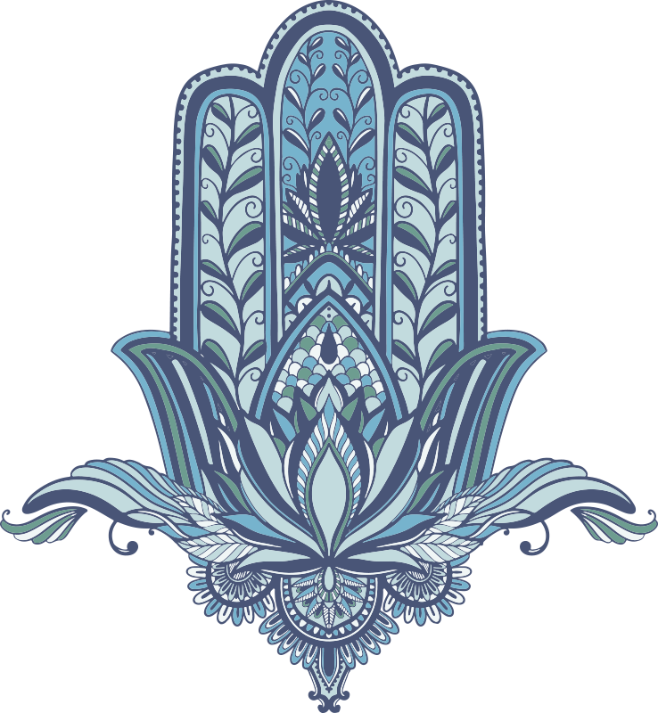 Bedroom vinyl carpet with blue hamsa hand design - TenStickers