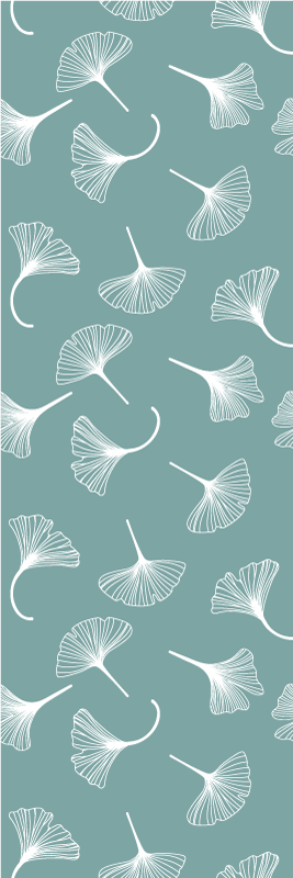 Nordic vinyl carpet with light blue ginkgo leaves pattern - TenStickers