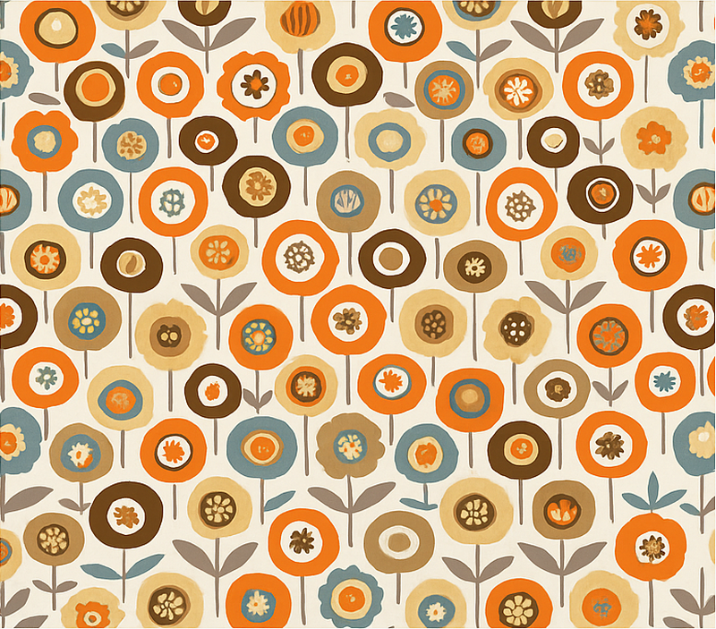 Nordic vinyl carpet with vibrant vintage flowers - TenStickers