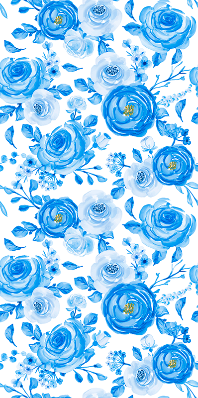 Nordic vinyl carpet with blue clock flowers - TenStickers