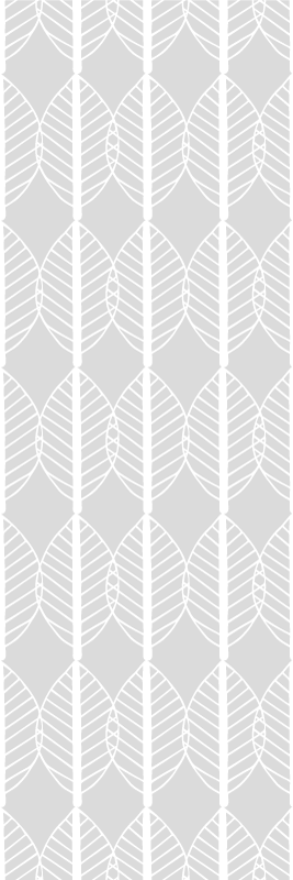 Nordic vinyl carpet white leaf line on grey - TenStickers