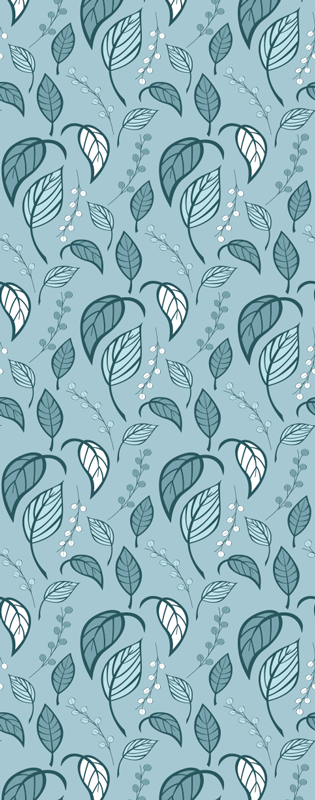 Nordic vinyl carpet in scandinavian blue leaf design - TenStickers