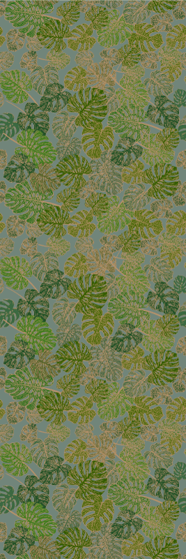 Nordic vinyl carpet with japandi minimal monstera leaves - TenStickers