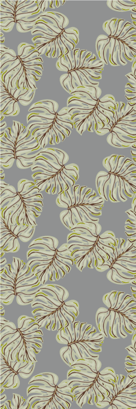 Nordic vinyl carpet with gray minimalistic monstera leaves - TenStickers