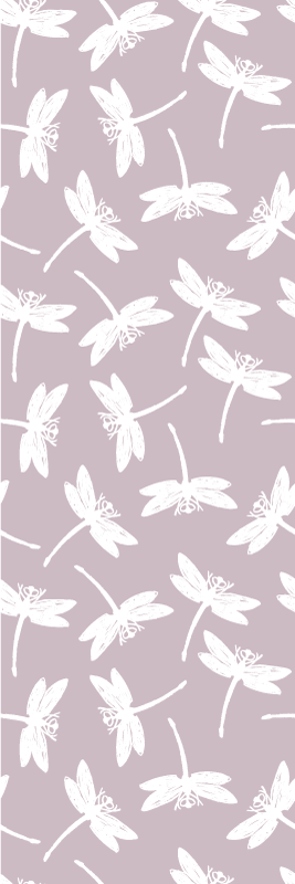 Nordic vinyl carpet pink japandi dragonfly art - TenStickers