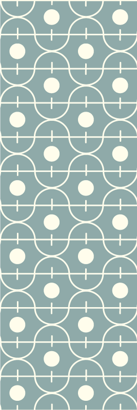 Nordic vinyl carpet in blue japandi geometric design - TenStickers