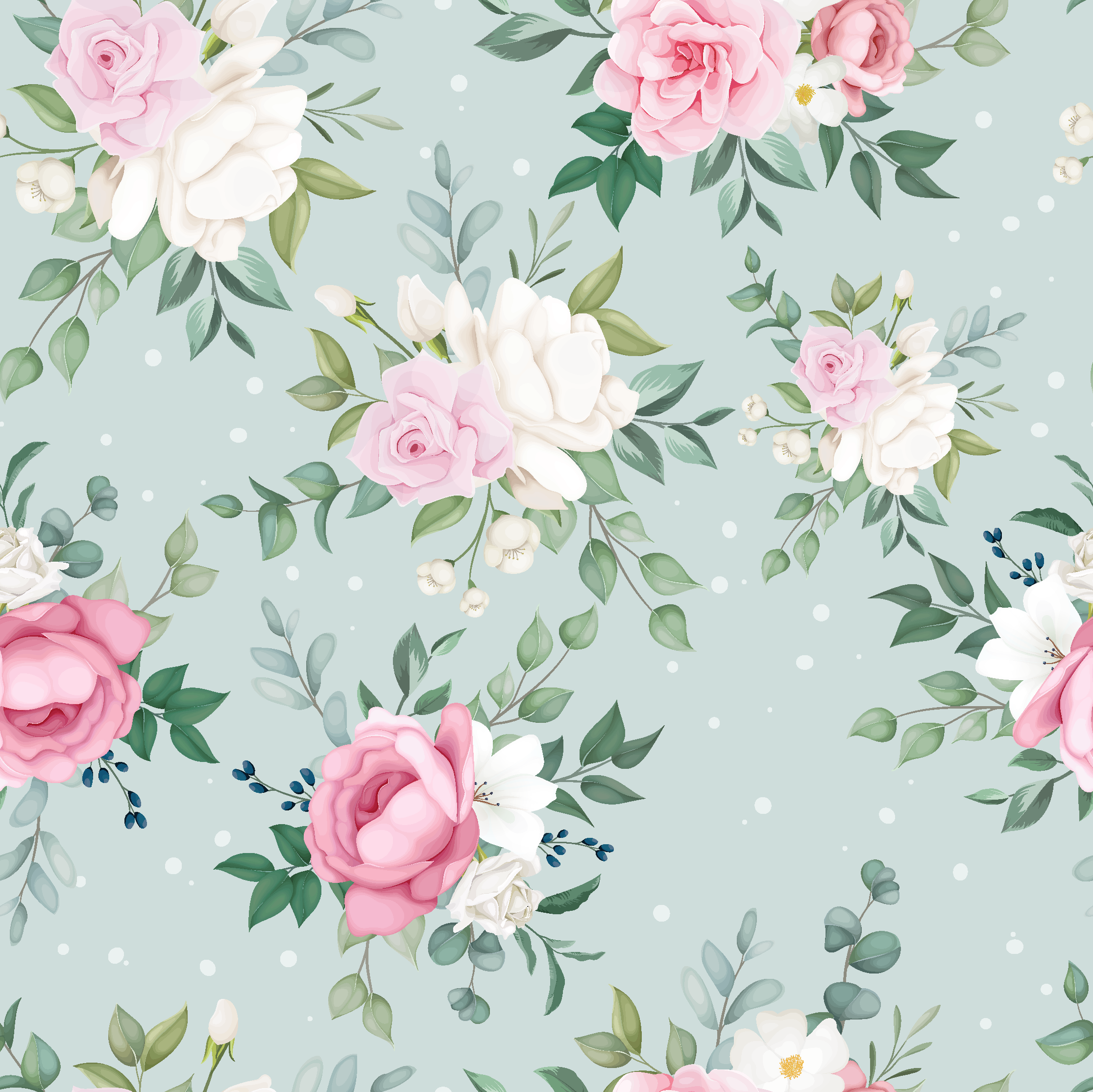 Blue and pink floral nature vinyl carpet - TenStickers