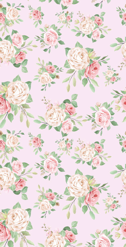 Nature vinyl carpet with pink peonies on grey - TenStickers