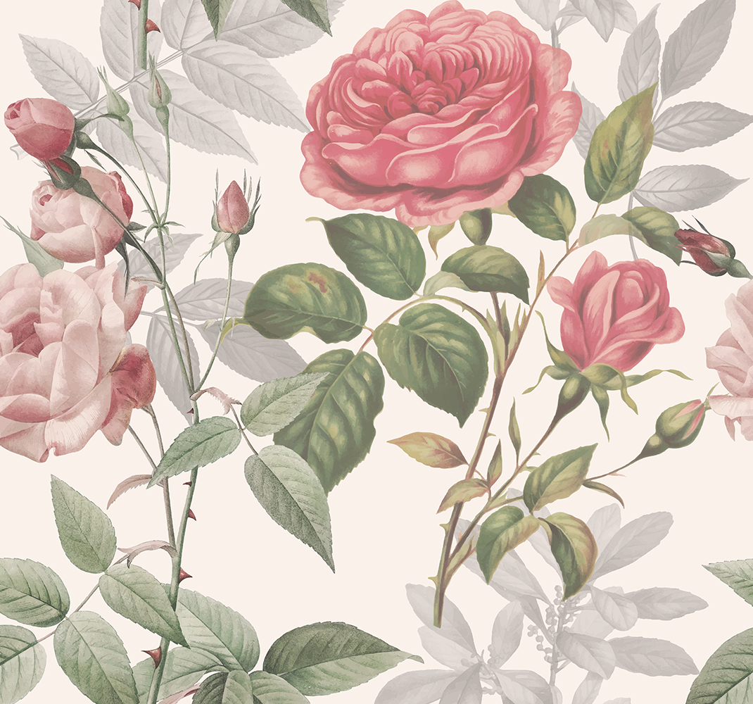 Nature vinyl carpet with large roses design - TenStickers