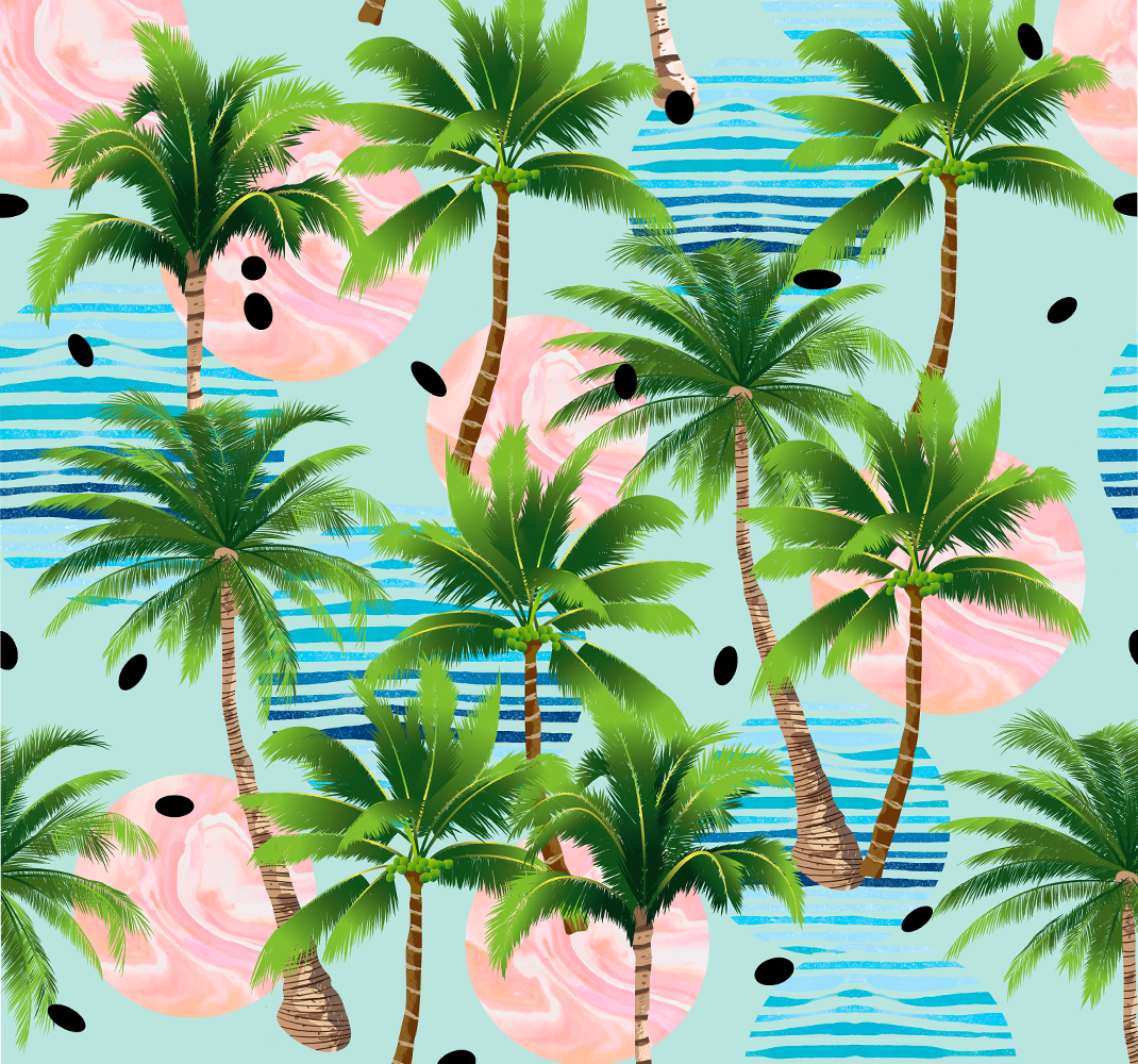 Nature vinyl carpet palm trees and waves - TenStickers
