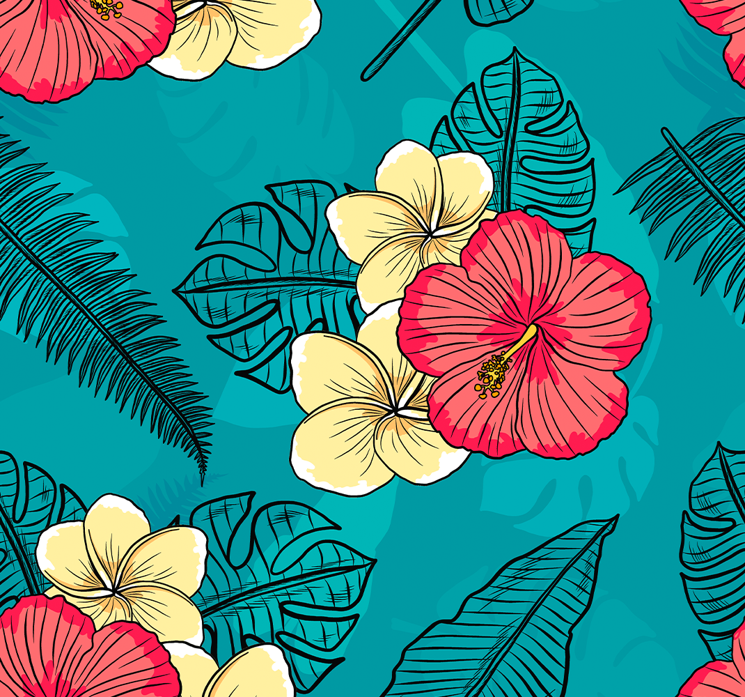 Nature vinyl carpet with hawaiian blooms - TenStickers