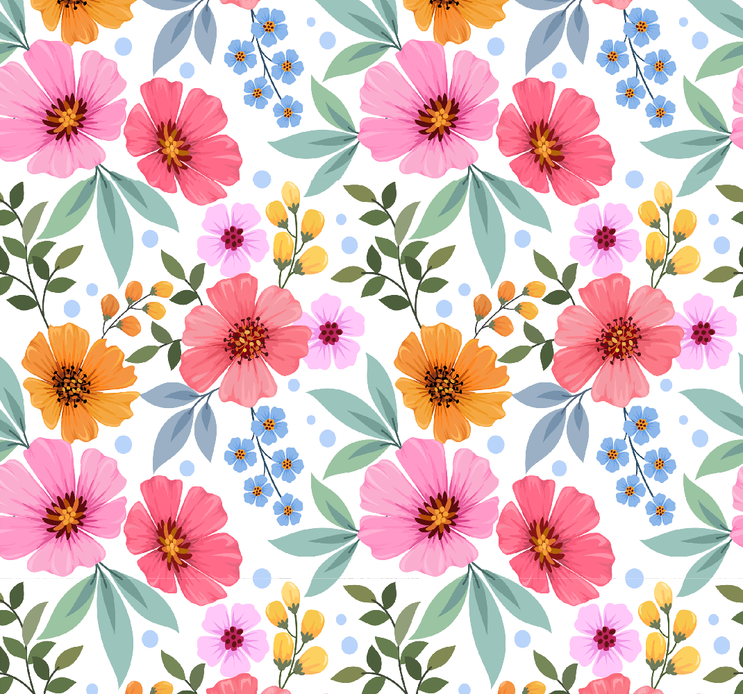 Nature vinyl carpet colorful flowers on white - TenStickers