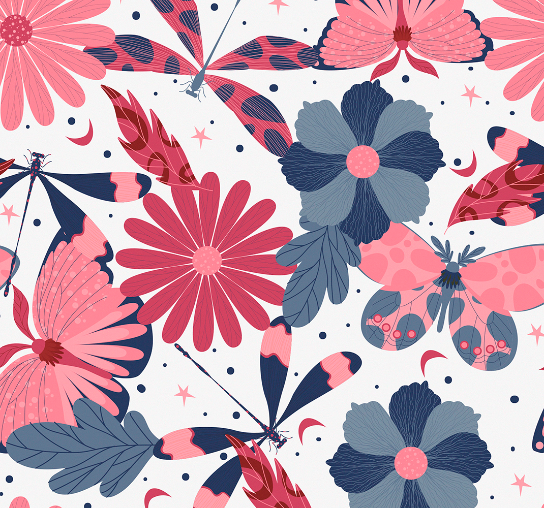 Nature vinyl carpet with floral butterfly design - TenStickers