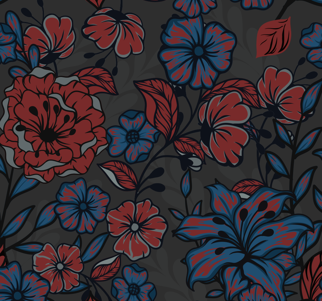 Nature vinyl carpet with dark-colored roses and leaves - TenStickers
