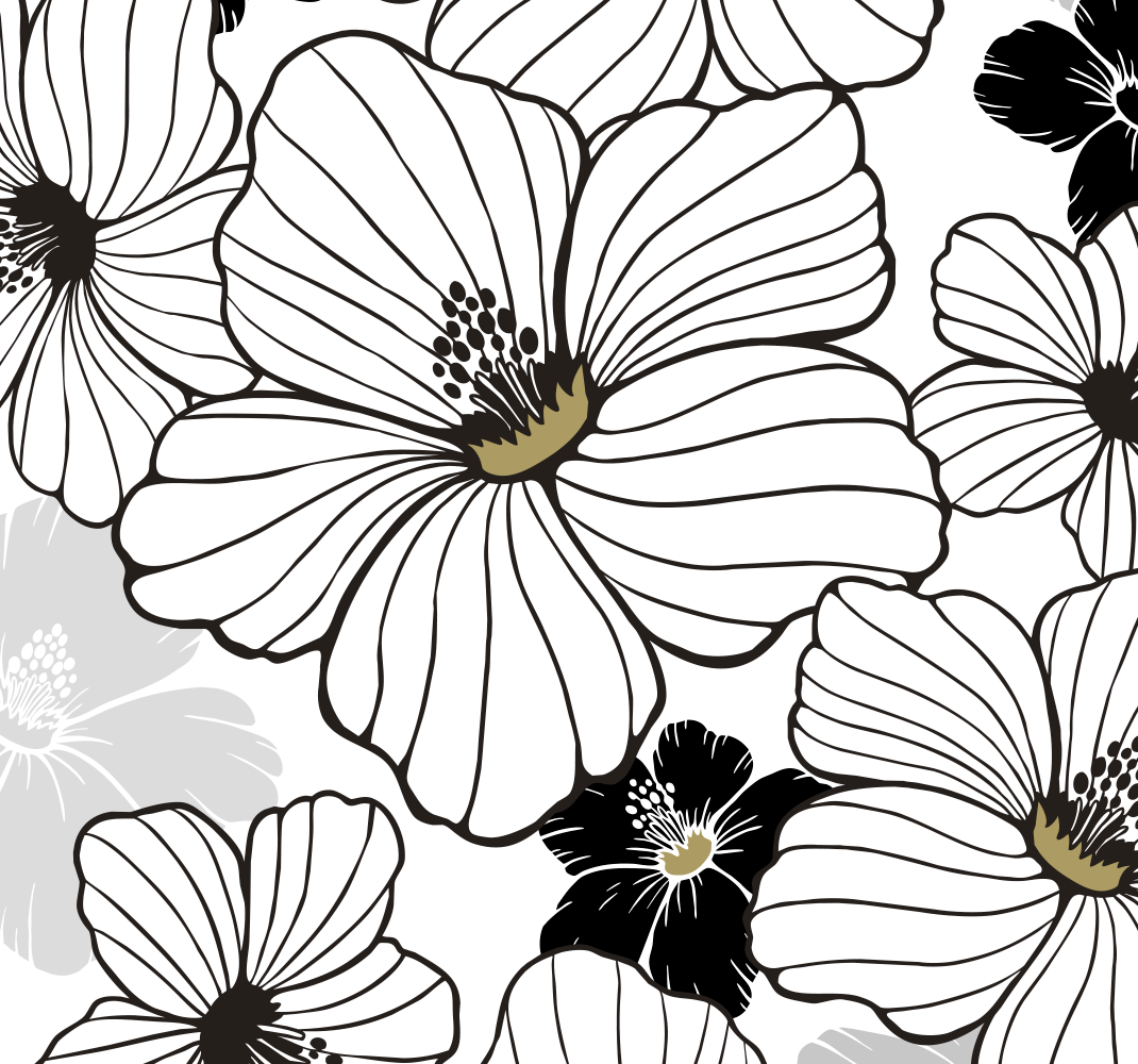 Nature vinyl carpet with white hibiscus pattern - TenStickers