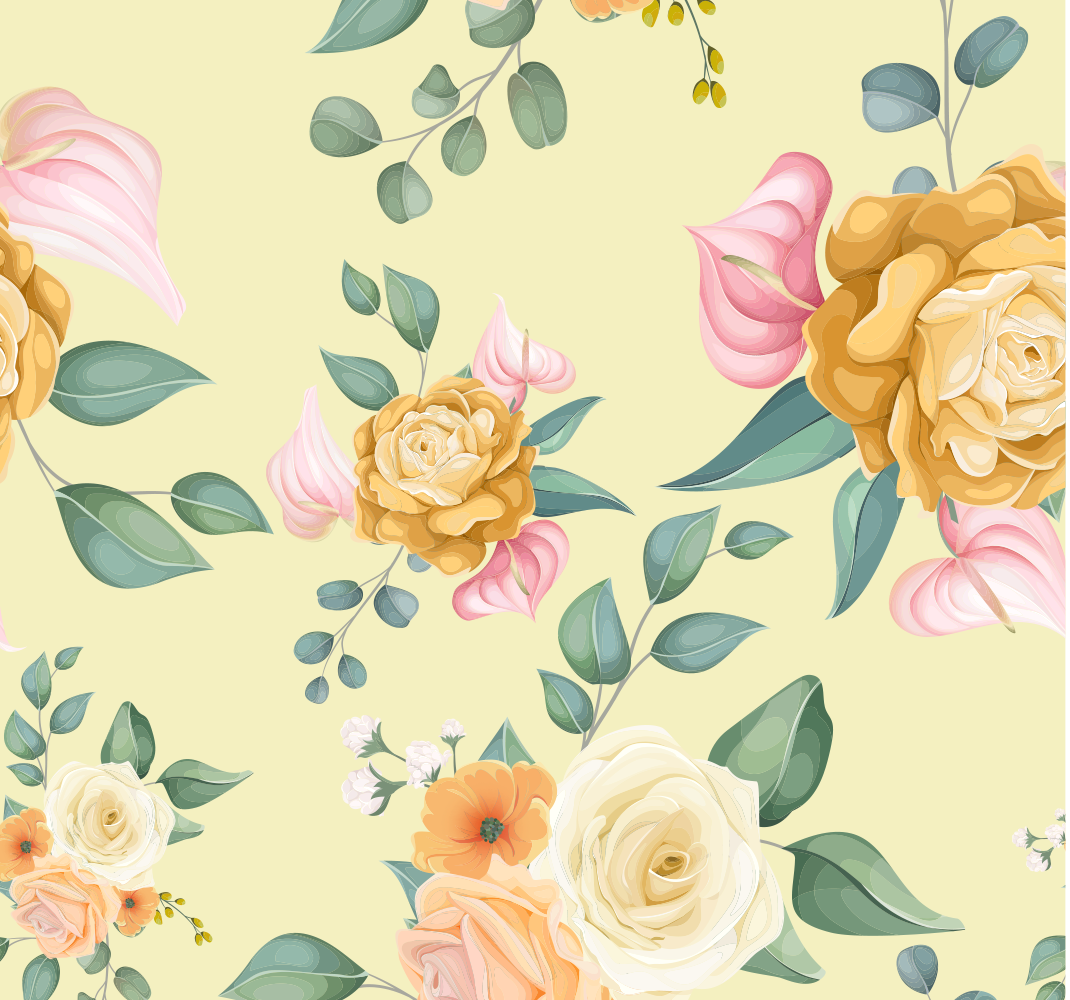 Nature vinyl carpet yellow roses vintage design - TenStickers