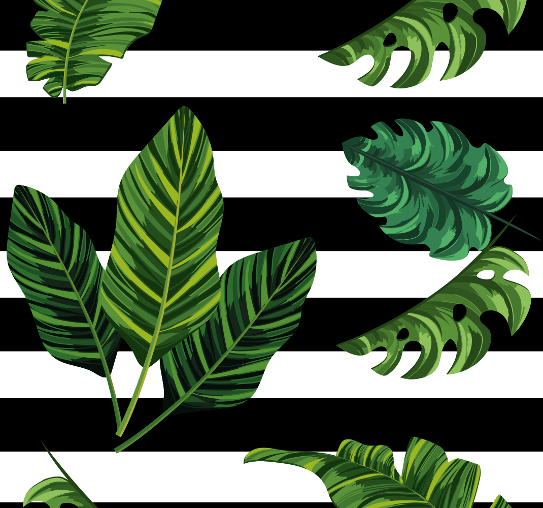 Nature vinyl carpet with tropical leaves and shapes - TenStickers