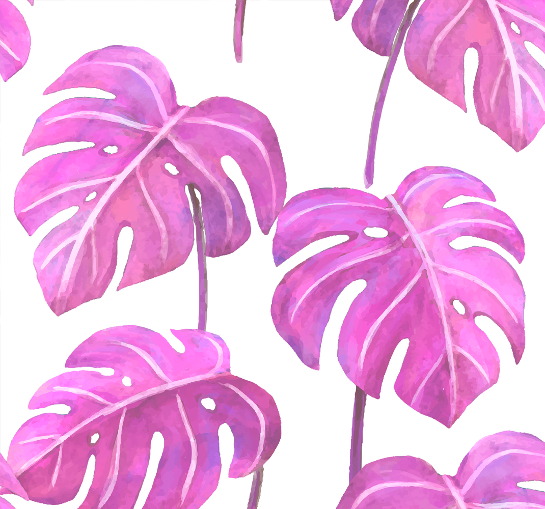 Nature vinyl carpet with pink painted monstera - TenStickers