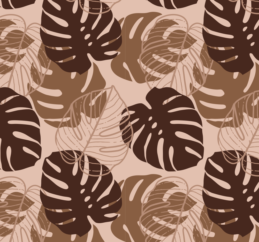 Nature vinyl carpet in brown tone monstera deliciosa - TenStickers