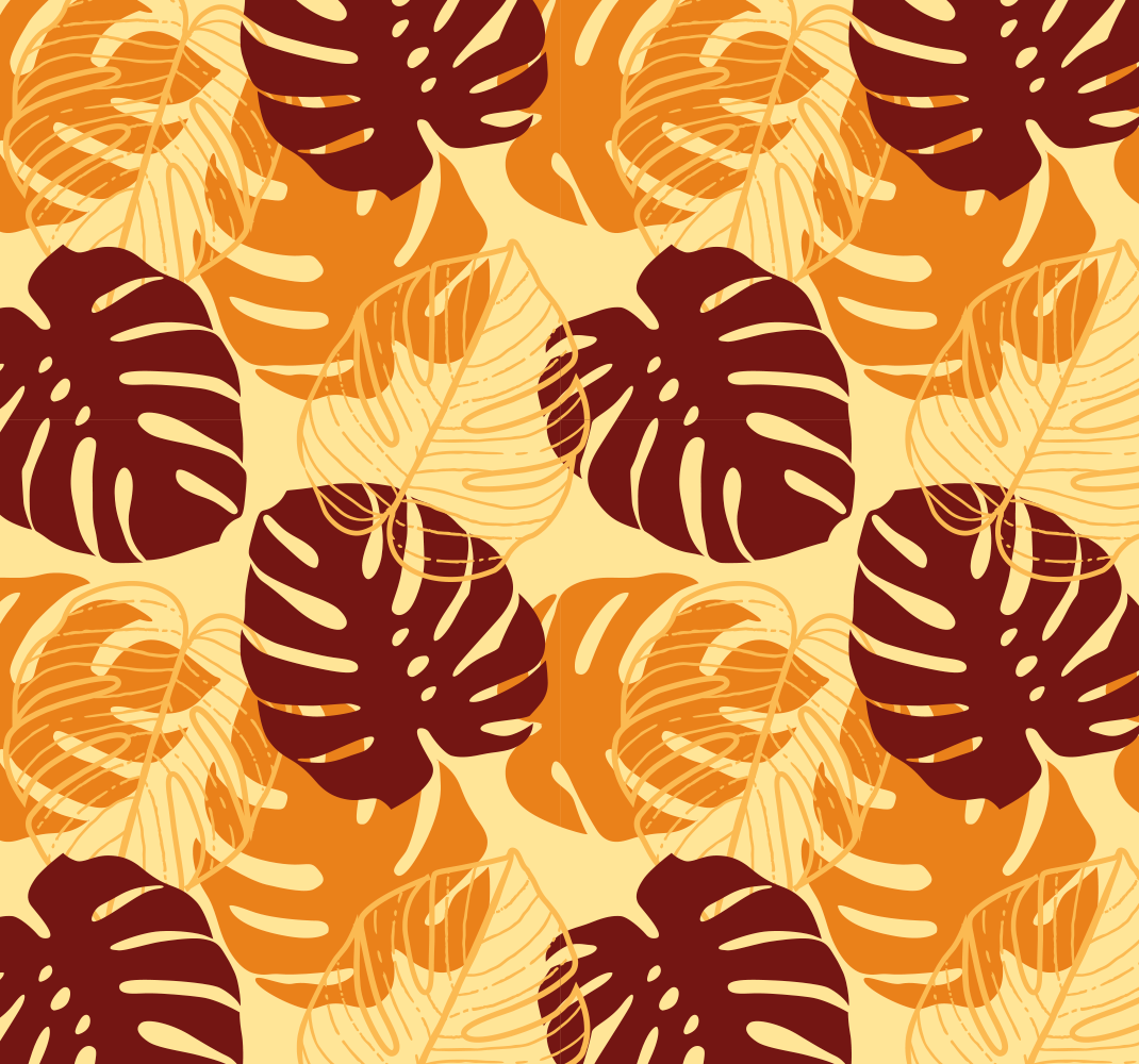 Nature vinyl carpet dark red and yellow monstera - TenStickers