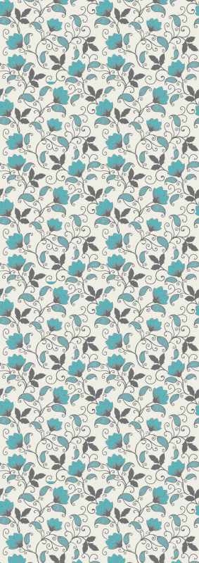 Nature vinyl carpet teal lotus flower design - TenStickers