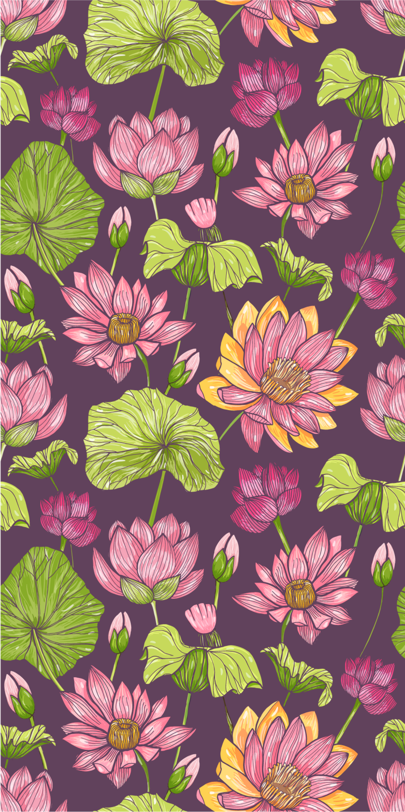 Nature vinyl carpet with lotus leaves and flowers - TenStickers
