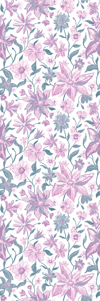 Nature vinyl carpet pink and grey roses design - TenStickers