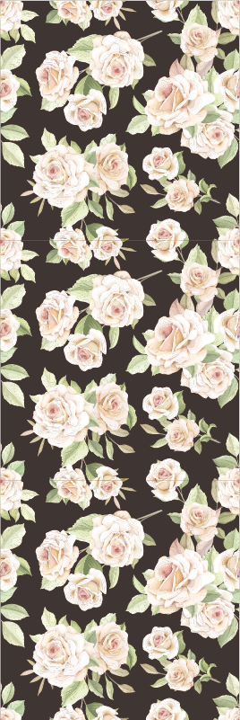 Nature vinyl carpet white rose on black background - TenStickers