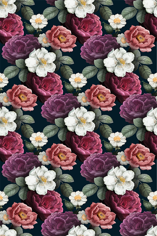 Nature vinyl carpet white floral petals design - TenStickers