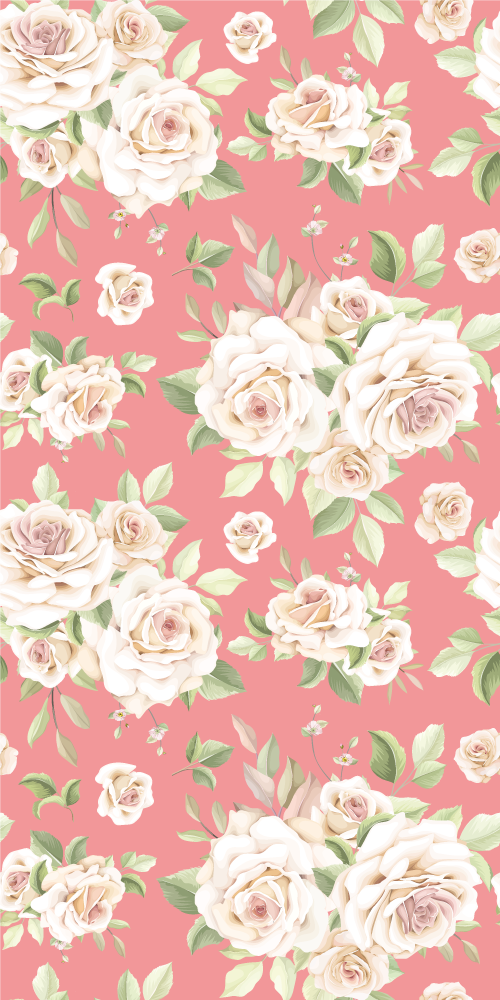 Nature vinyl carpet with vintage pink roses design - TenStickers