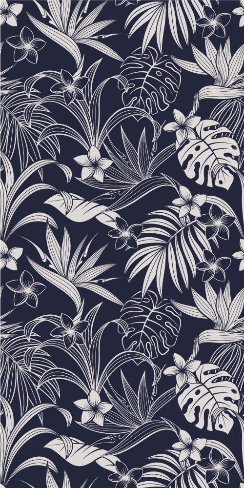 Nature vinyl carpet with dark tropical foliage - TenStickers
