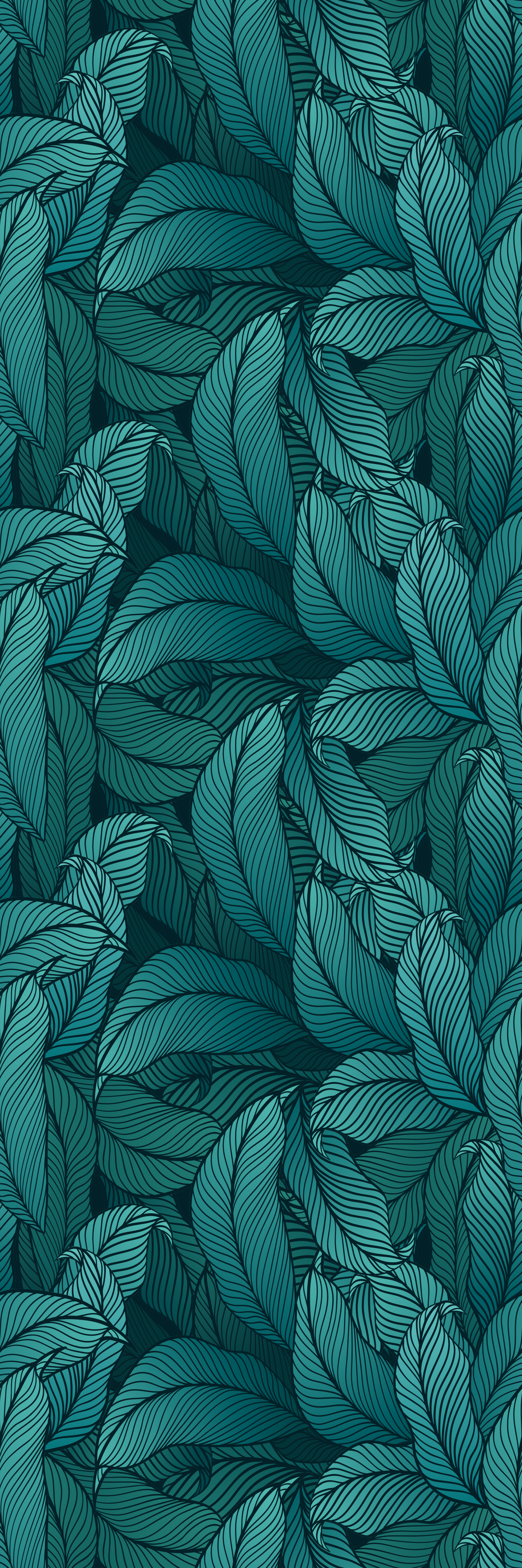 Nature vinyl carpet with wild dark green leaves - TenStickers
