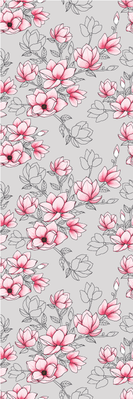 Nature vinyl carpet with magnolia flowers on silver - TenStickers