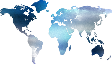 World map vinyl carpet watercolor world map blue tones - TenStickers