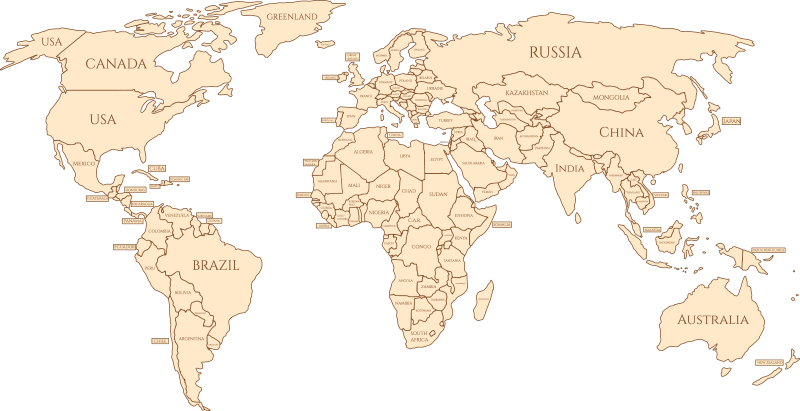 World map vinyl carpet with names - TenStickers