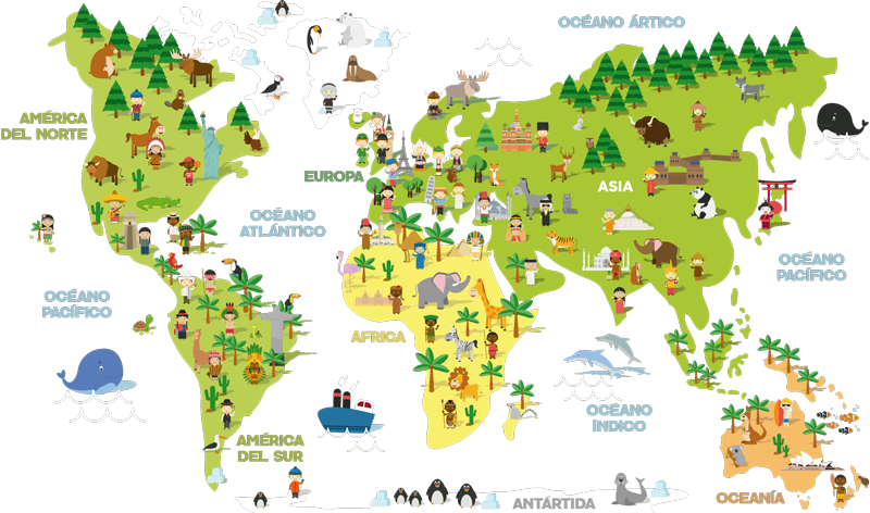World map vinyl carpet for kids by countries - TenStickers