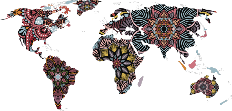 World map vinyl carpet mandala world map - TenStickers
