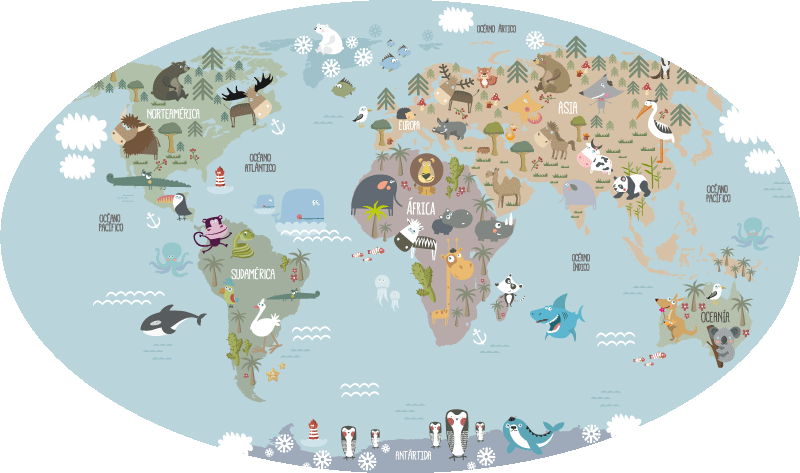World map vinyl carpet pastel world map - TenStickers