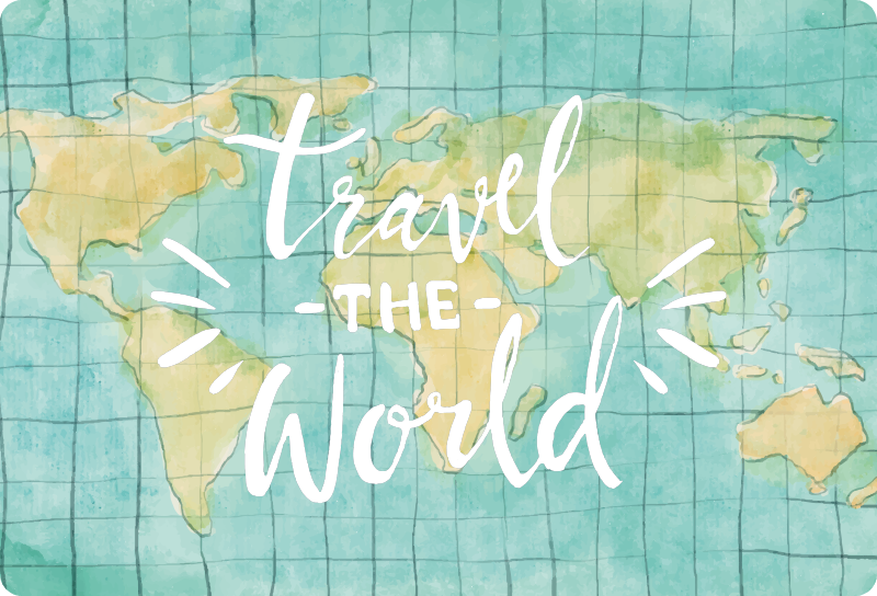 World map vinyl carpet travel the world map - TenStickers