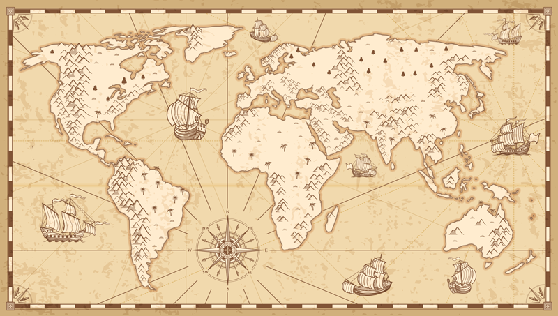 World map vinyl carpet vintage world map - TenStickers