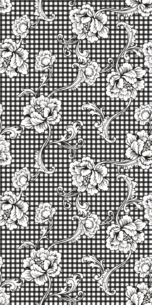 Vintage vinyl carpet in black and white gingham - TenStickers